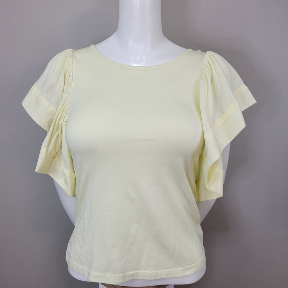 Habitual Girl Pale‎ Lemon Yellow Flutter Sleeves T-Shirt Top NWT Girls Size 10